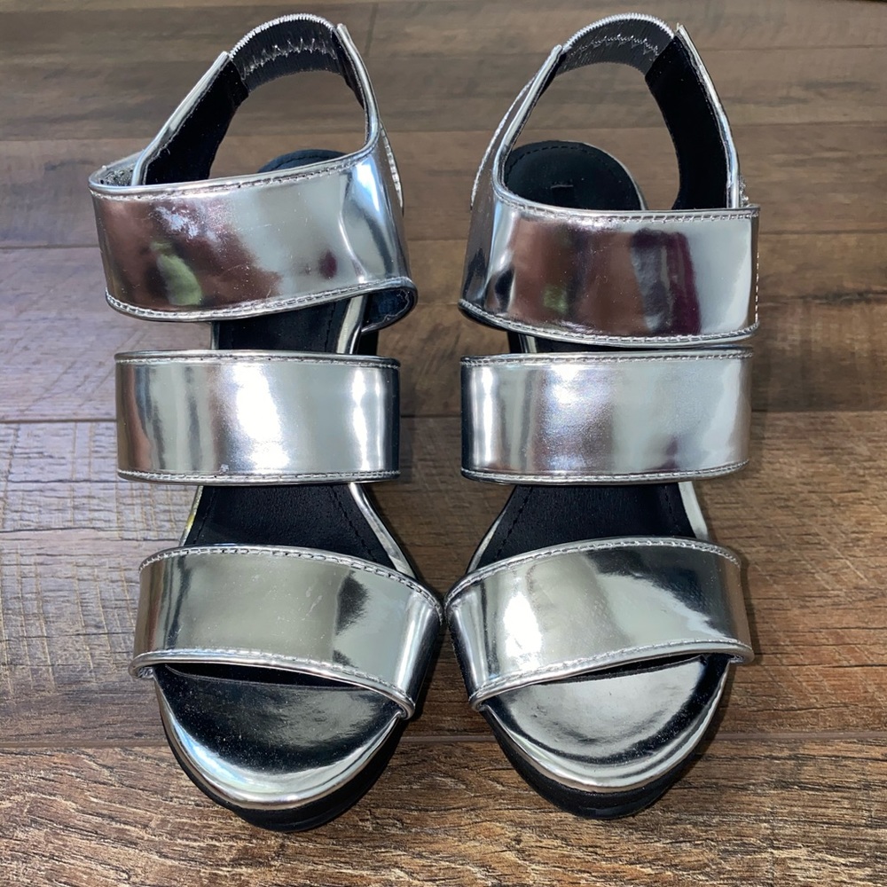 Silver Metallic Wedges